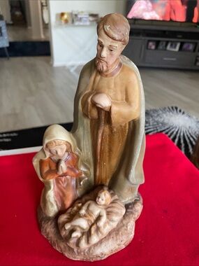 Hand-Painted Ceramic Nativity Figurine - Brown/Beige